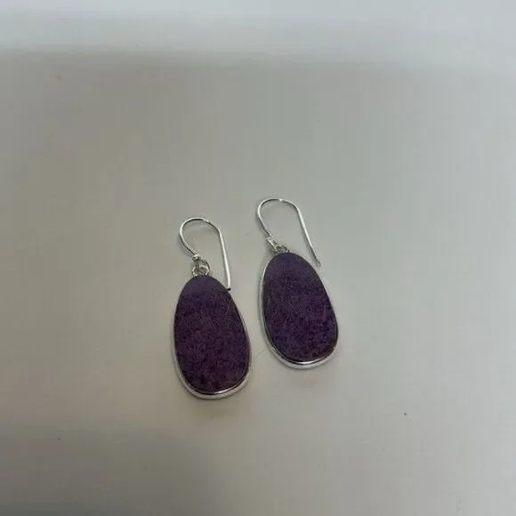 NWOB Boho Handmade Purpurite Jasper Earrings Sterling Silver Gemstone Jewelry - Picture 12 of 14